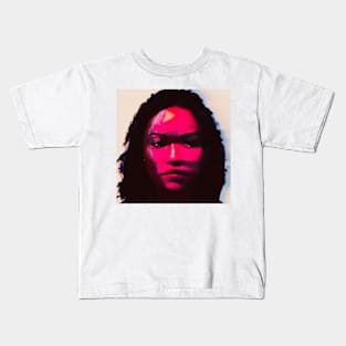 On the Wall - Red Glitch Art Portrait Kids T-Shirt